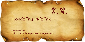 Koháry Márk névjegykártya